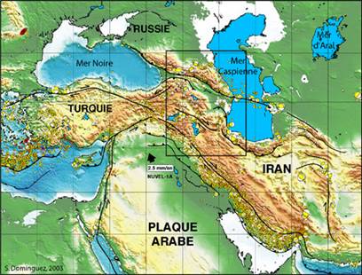 Carte tectonqiue de l'Iran