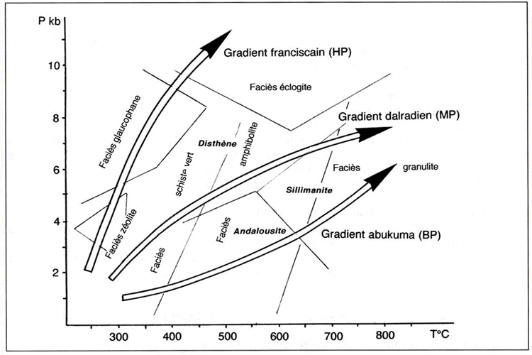 Types de gradients de métamorphisme général